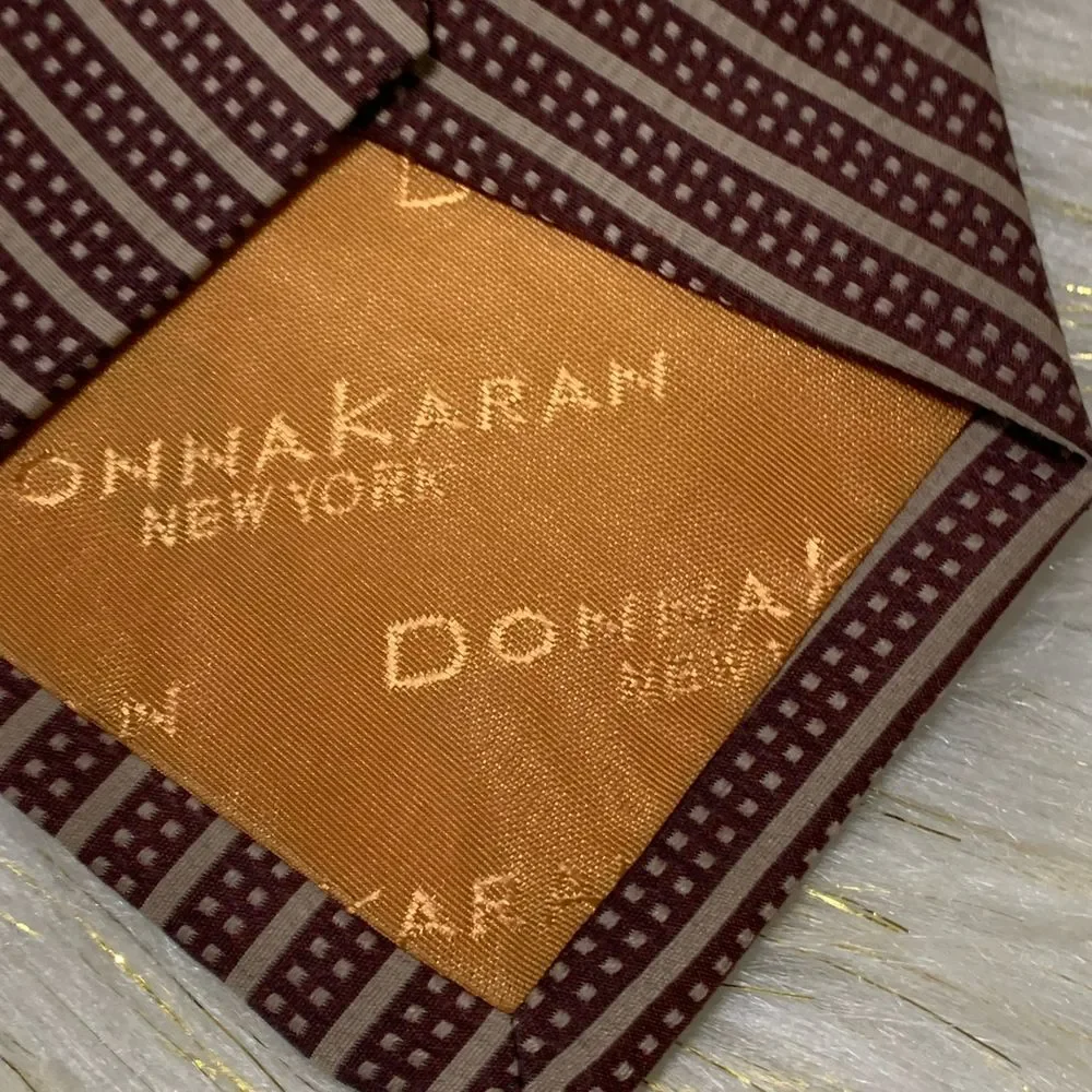 Brown stripe square men's silk necktie‎ Italy/USA